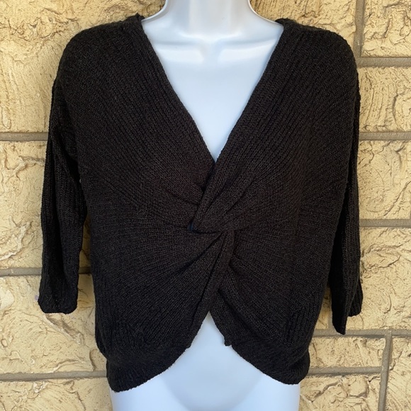 Express Tye Knot V Black Sweater Soft Comfy Sexy Size Med - Picture 4 of 11